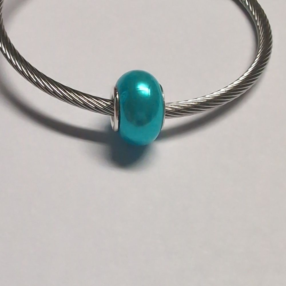 Blue Pearlesque‎ Charm for Pandora Style Bracelet